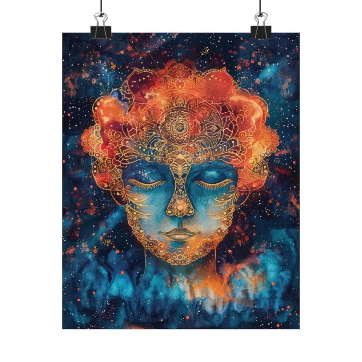 Celestial Goddess with Golden Ornaments - Matte Vertical Posters mockup angle 1