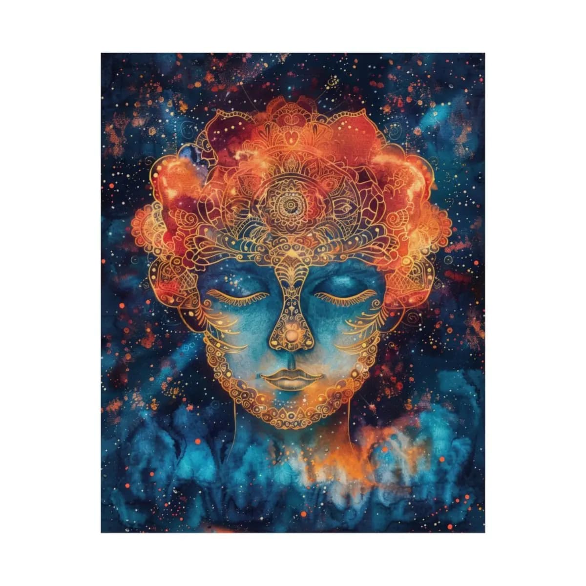 Celestial Goddess with Golden Ornaments - Matte Vertical Posters mockup angle 2