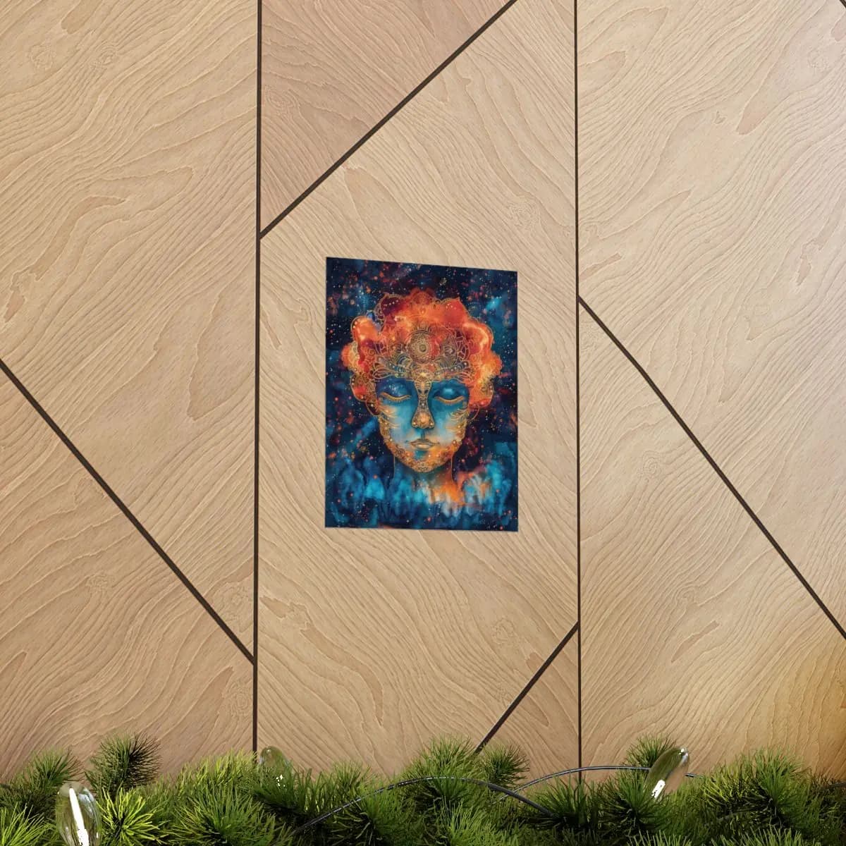 Celestial Goddess with Golden Ornaments - Matte Vertical Posters mockup angle 5
