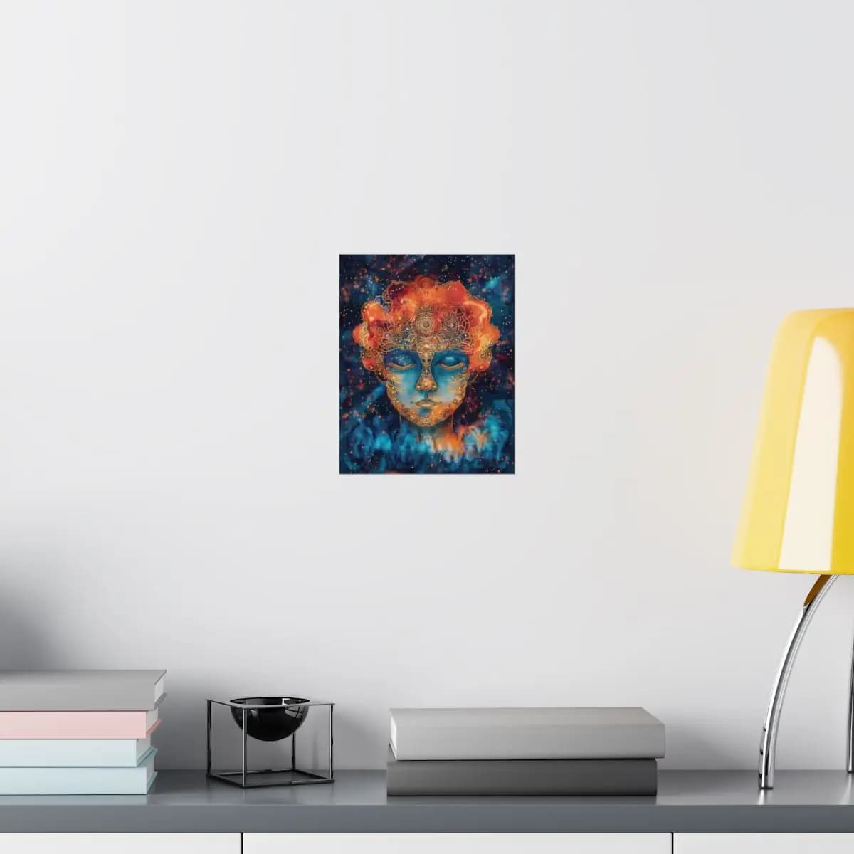 Celestial Goddess with Golden Ornaments - Matte Vertical Posters mockup angle 8