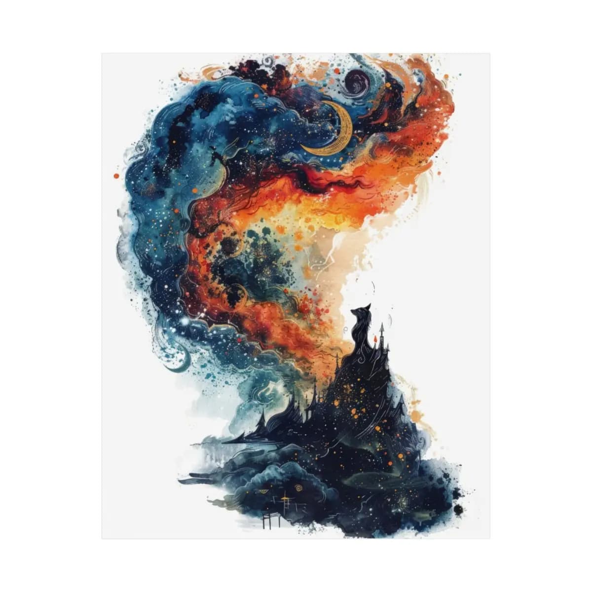 Cosmic Storm Over a Phantom Castle - Matte Vertical Posters mockup angle 2