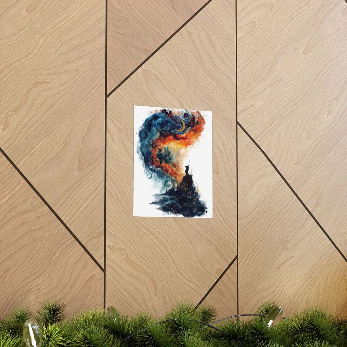 Cosmic Storm Over a Phantom Castle - Matte Vertical Posters mockup angle 5