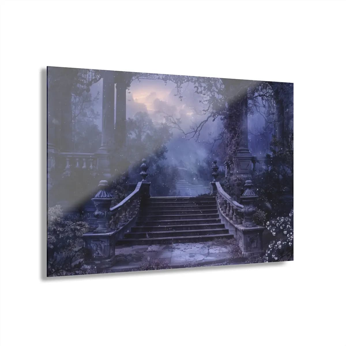 Stone Staircase Through an Enchanted Garden - Acrylic Prints (French Cleat Hanging) mockup angle 1