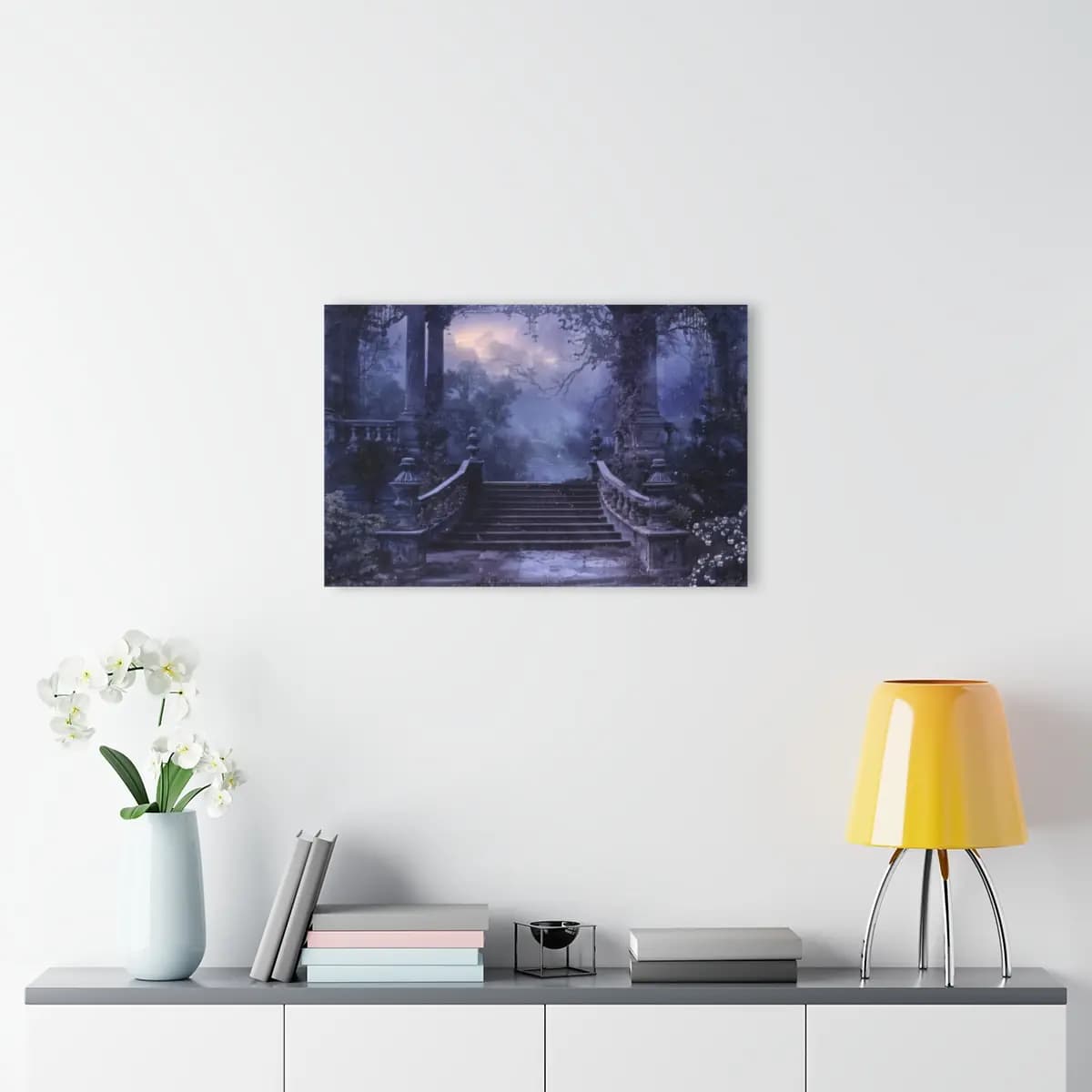 Stone Staircase Through an Enchanted Garden - Acrylic Prints (French Cleat Hanging) mockup angle 4