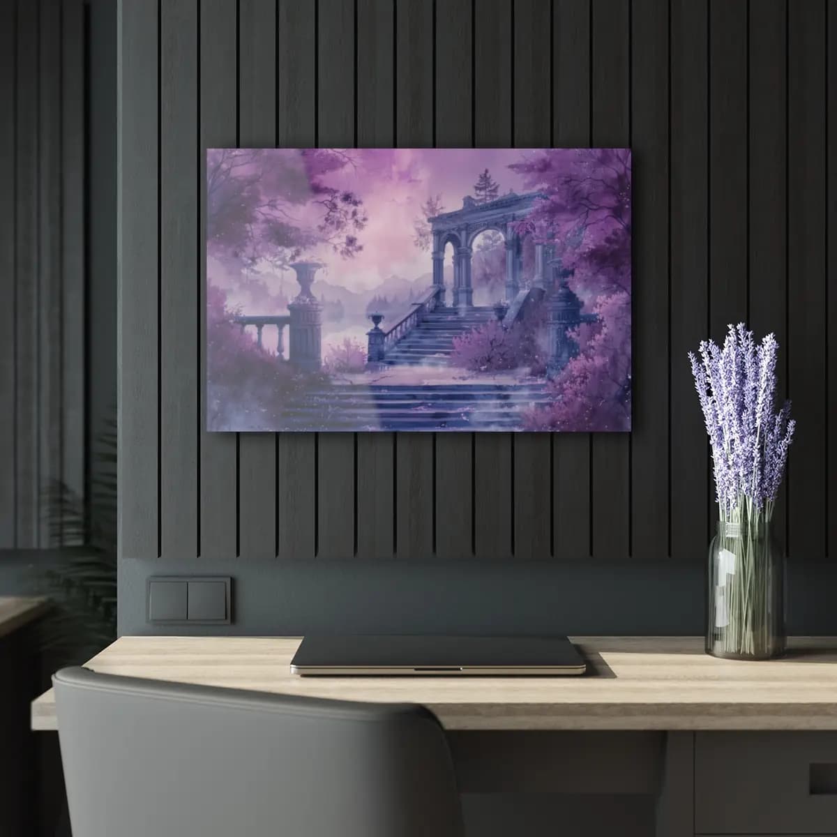 Baroque Gateway at Enchanted Violet Dusk - Acrylic Prints (French Cleat Hanging) mockup angle 5