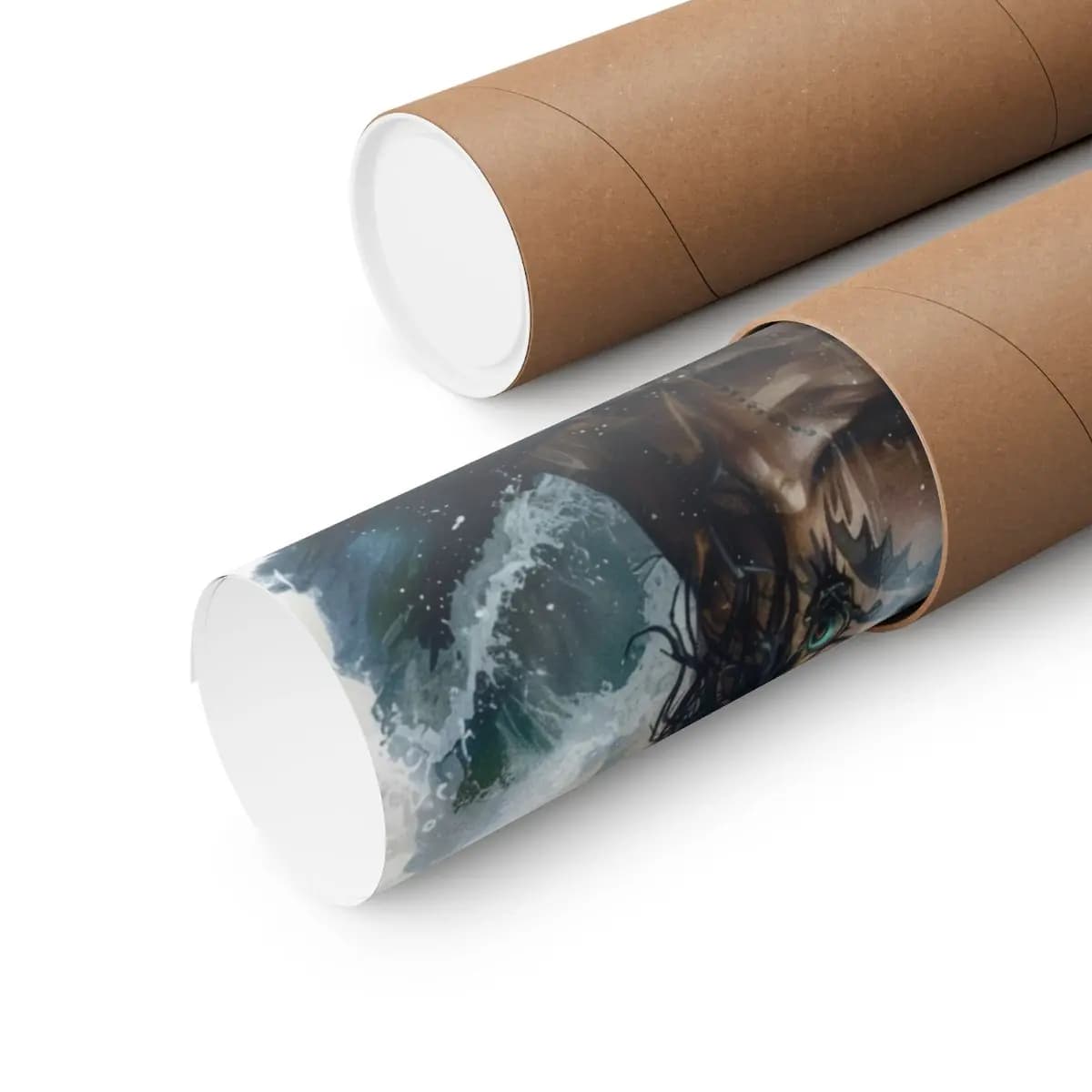 Tattooed Ocean Warlord Rising from the Waves - Matte Vertical Posters mockup angle 3
