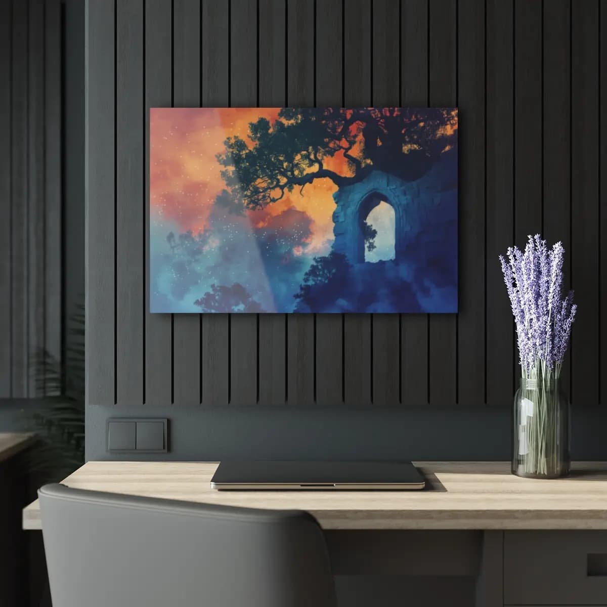 Ancient Stone Arch Beneath a Blazing Sky - Acrylic Prints (French Cleat Hanging) mockup angle 5