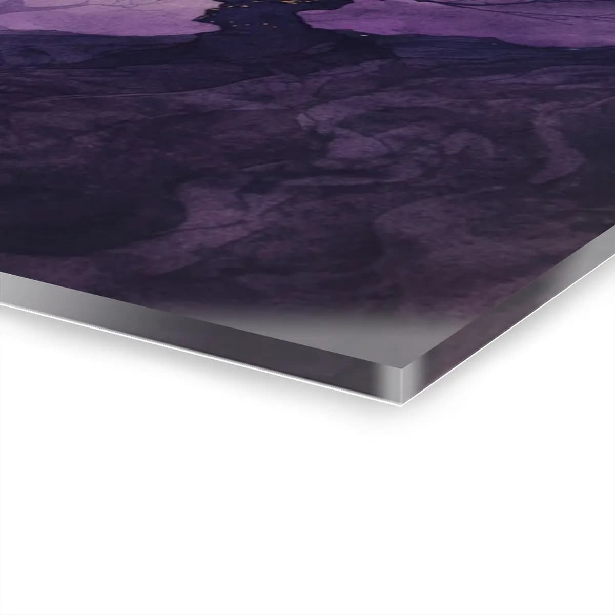 Three Cloaked Figures Beneath the Purple Moon - Acrylic Prints (French Cleat Hanging) mockup angle 3