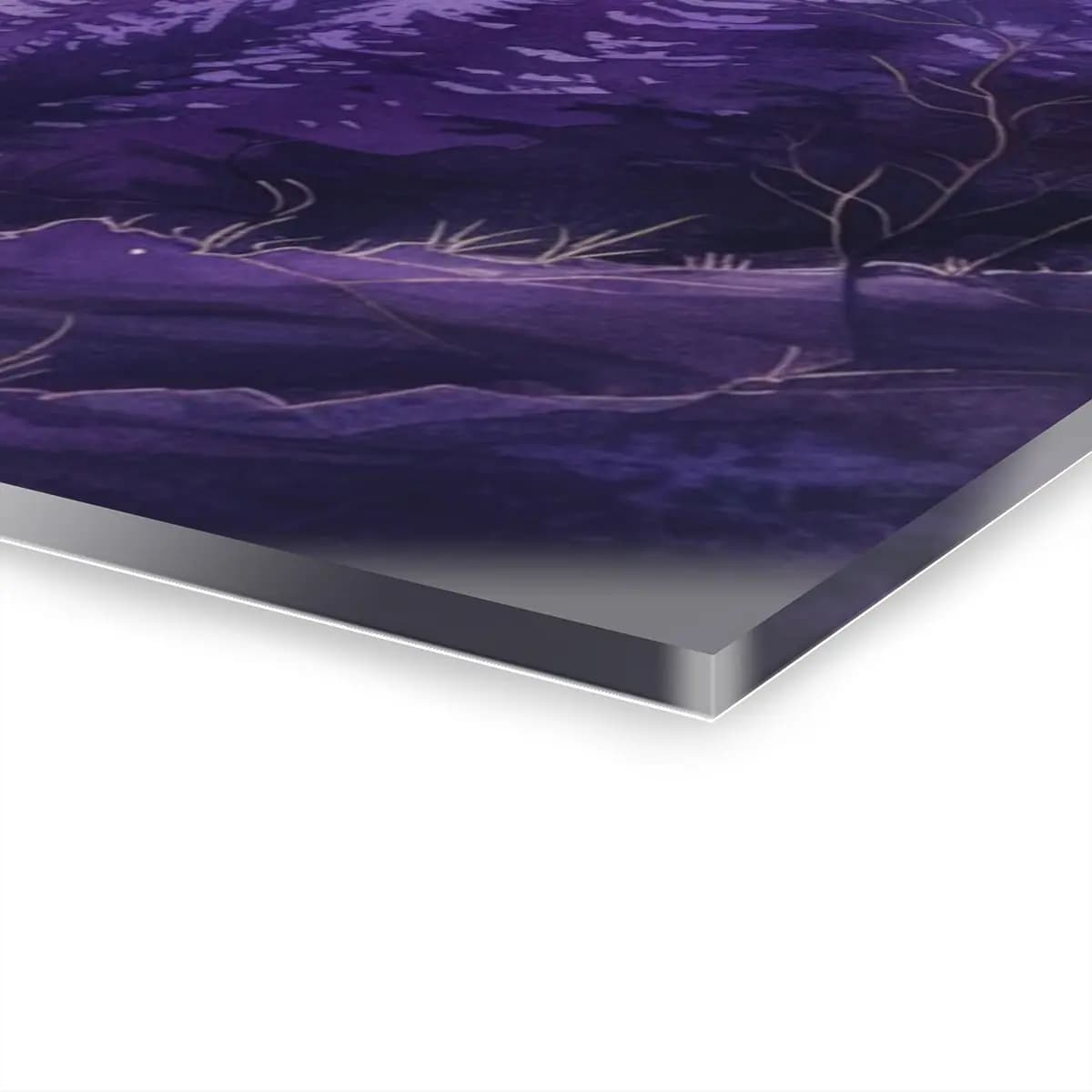 Hikers Beneath the Purple Mountain Moon - Acrylic Prints (French Cleat Hanging) mockup angle 3