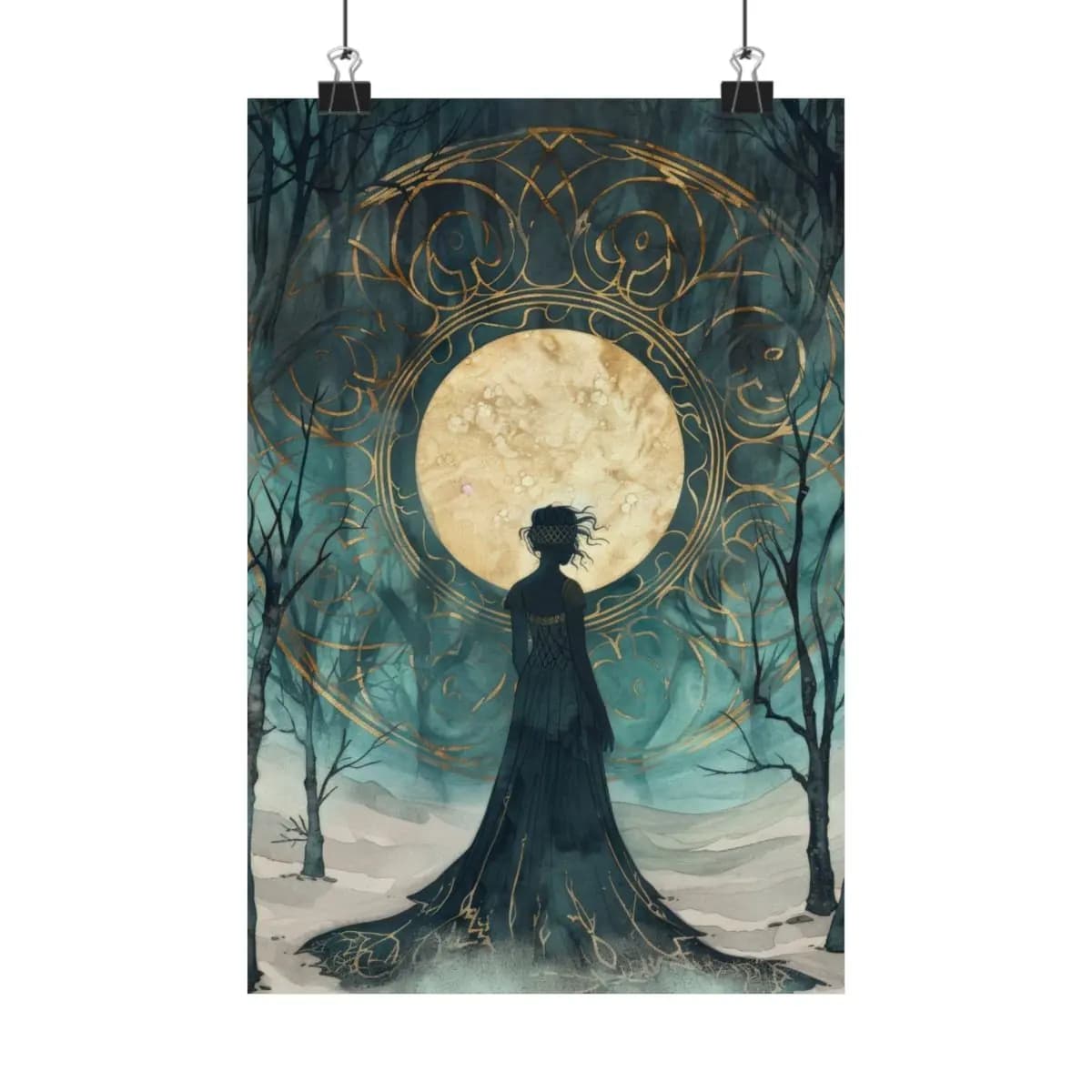 Queen Silhouette Before the Golden Moon - Matte Vertical Posters mockup angle 1
