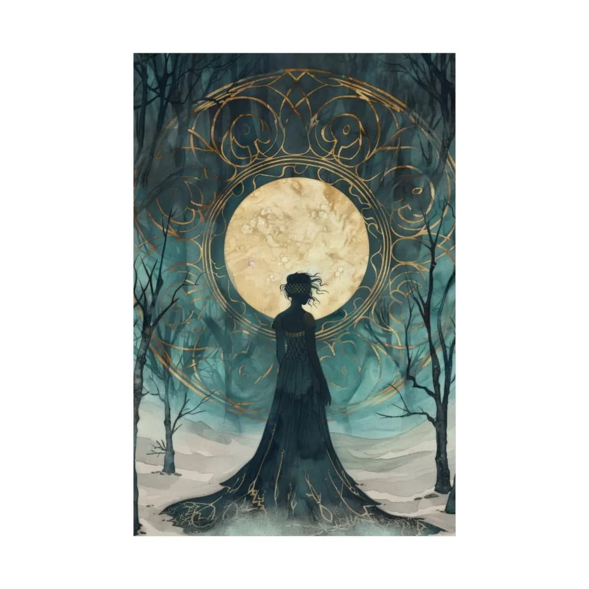 Queen Silhouette Before the Golden Moon - Matte Vertical Posters mockup angle 2