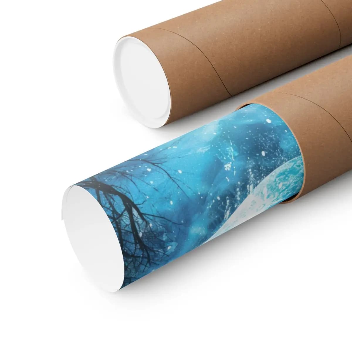 Solitary Figure Beneath the Winter Blue Moon - Matte Vertical Posters mockup angle 3