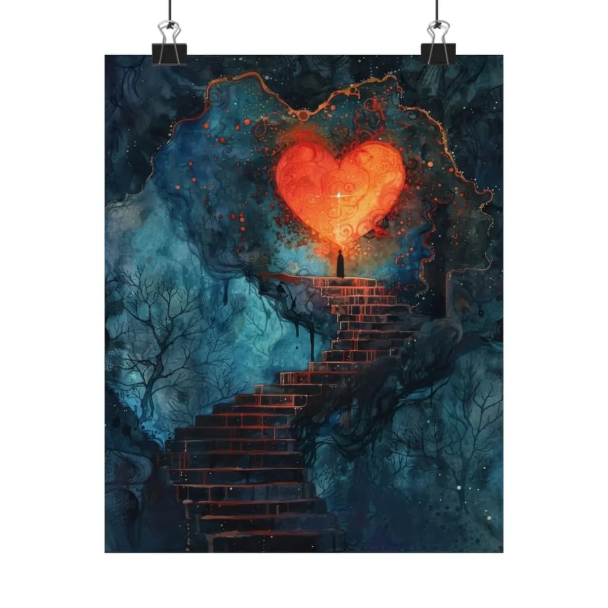 The Stairway to the Burning Heart - Matte Vertical Posters mockup angle 1