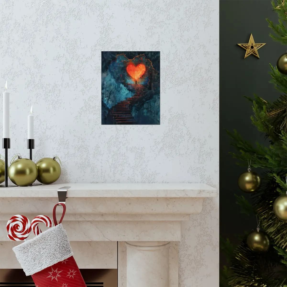 The Stairway to the Burning Heart - Matte Vertical Posters mockup angle 7