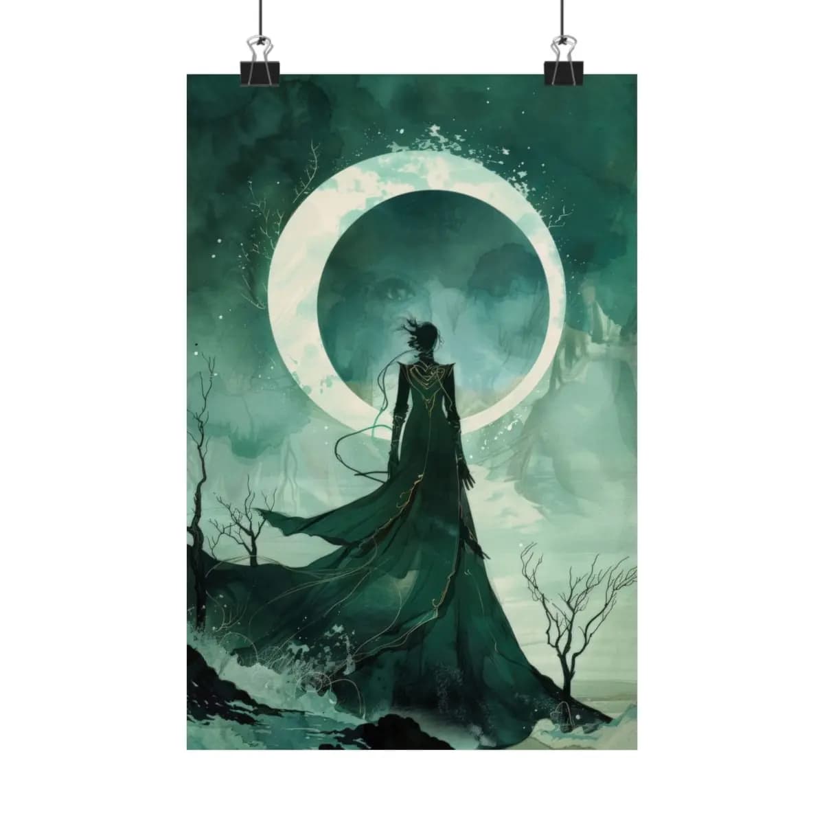 Enchanting Silhouette Before the Lunar Circle - Matte Vertical Posters mockup angle 1