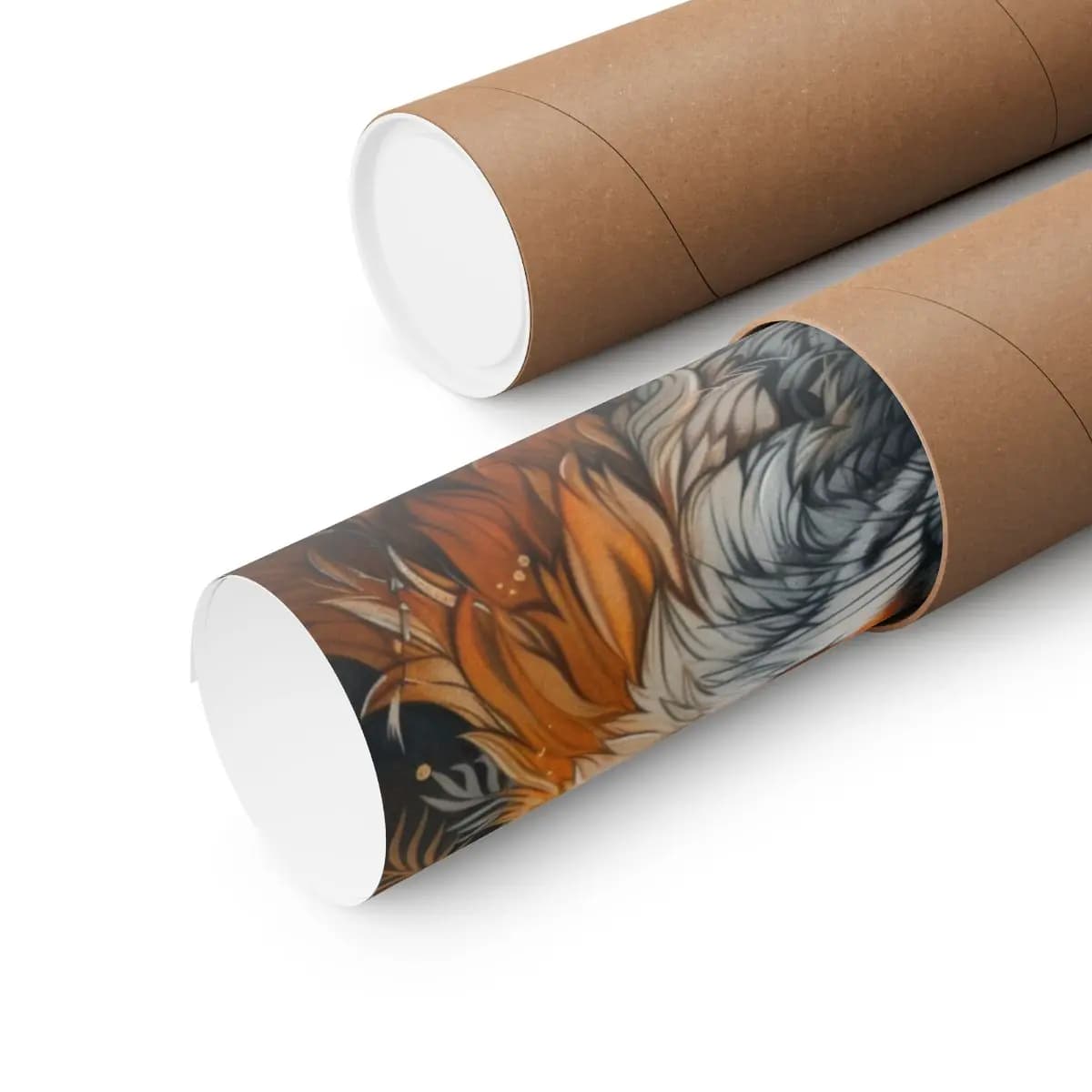 Red Fox Amid Golden Ornaments and Wild Blooms - Matte Vertical Posters mockup angle 3