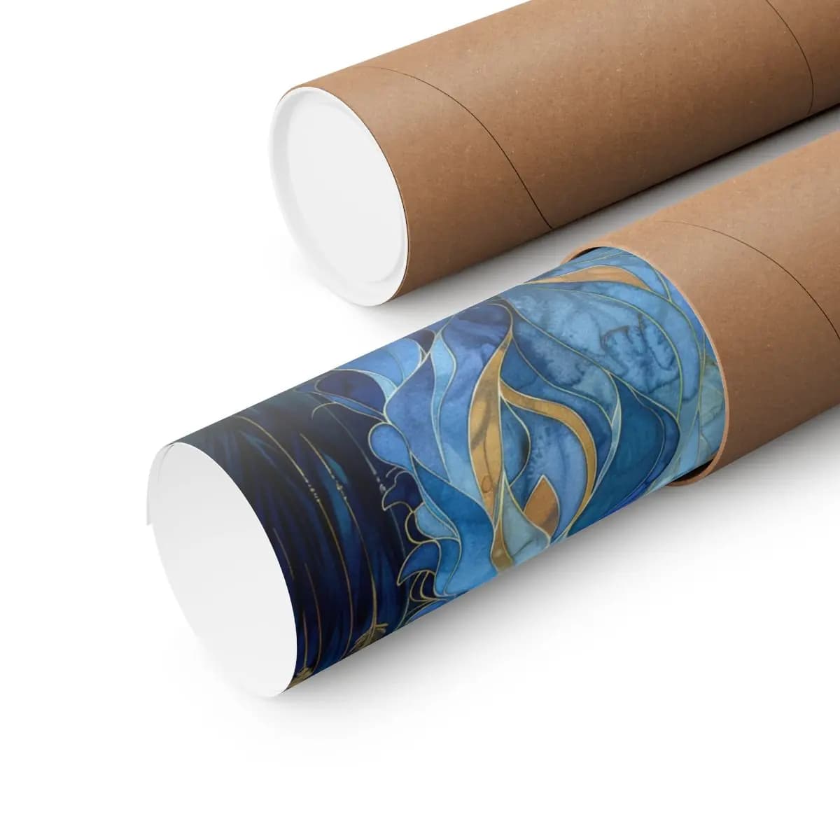 The Celestial Wolf Beneath the Golden Moon - Matte Vertical Posters mockup angle 3