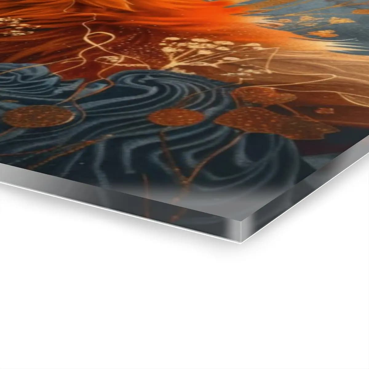 The Red Fox Within Golden Circles - Acrylic Prints (French Cleat Hanging) mockup angle 3