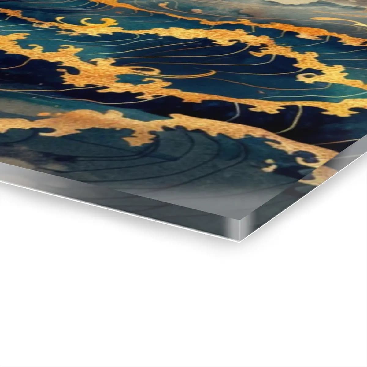 The Golden Whale of Stormy Seas - Acrylic Prints (French Cleat Hanging) mockup angle 3