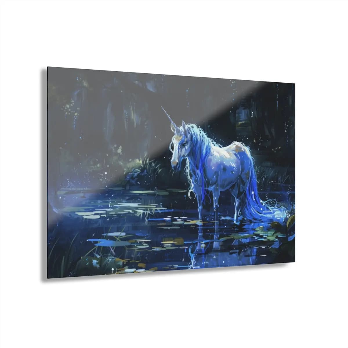 Luminous Unicorn in an Enchanted Swamp - Acrylic Prints (French Cleat Hanging) mockup angle 1