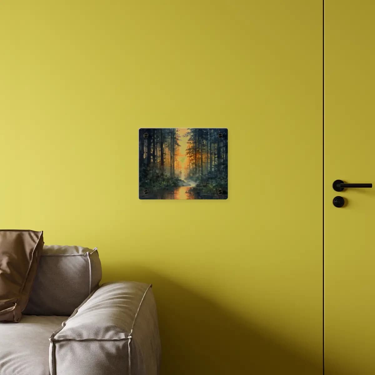 Golden Sunset Deep Within the Forest - Acrylic Wall Art Panels mockup angle 4