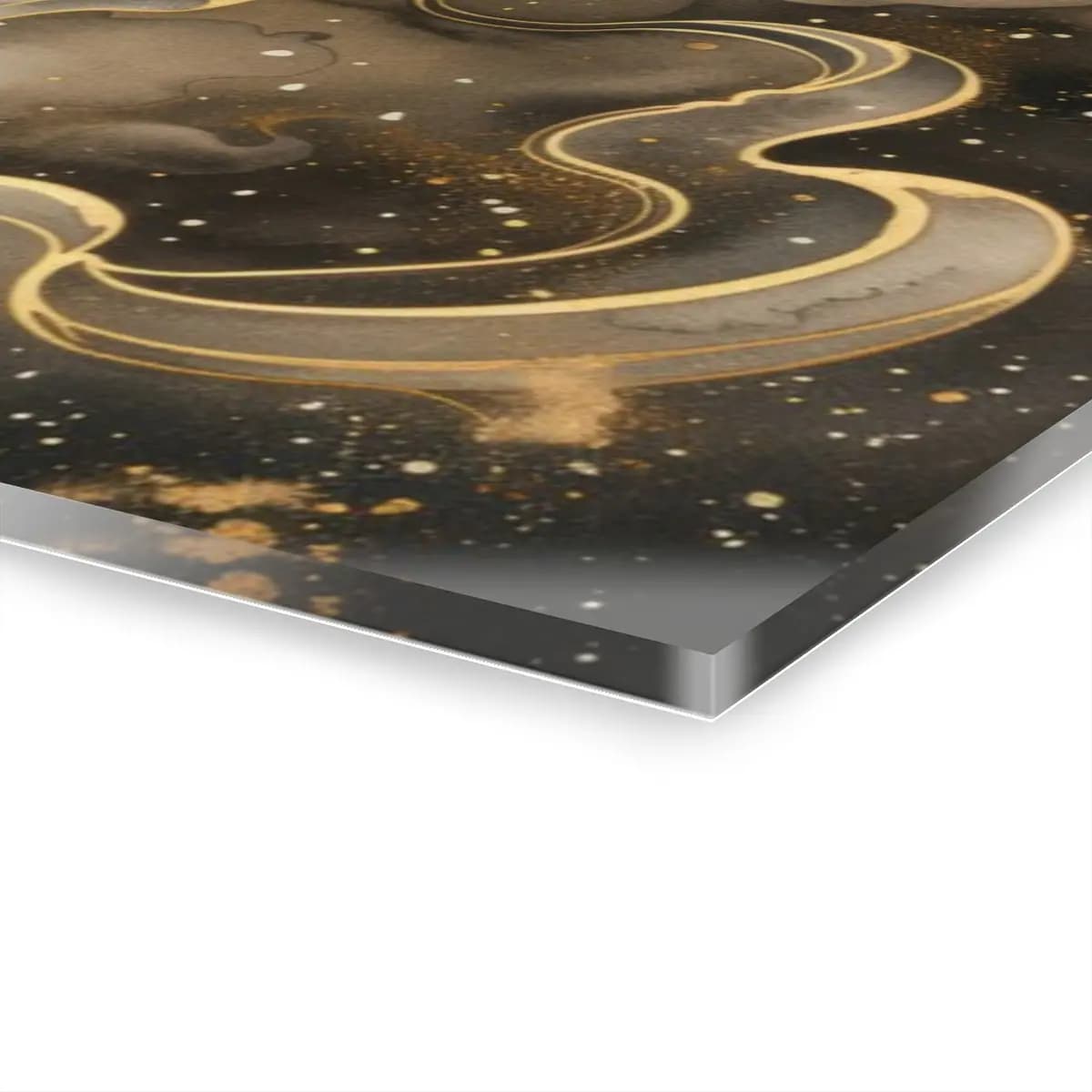 Golden Swirling Clouds Across a Starlit Night - Acrylic Prints (French Cleat Hanging) mockup angle 3