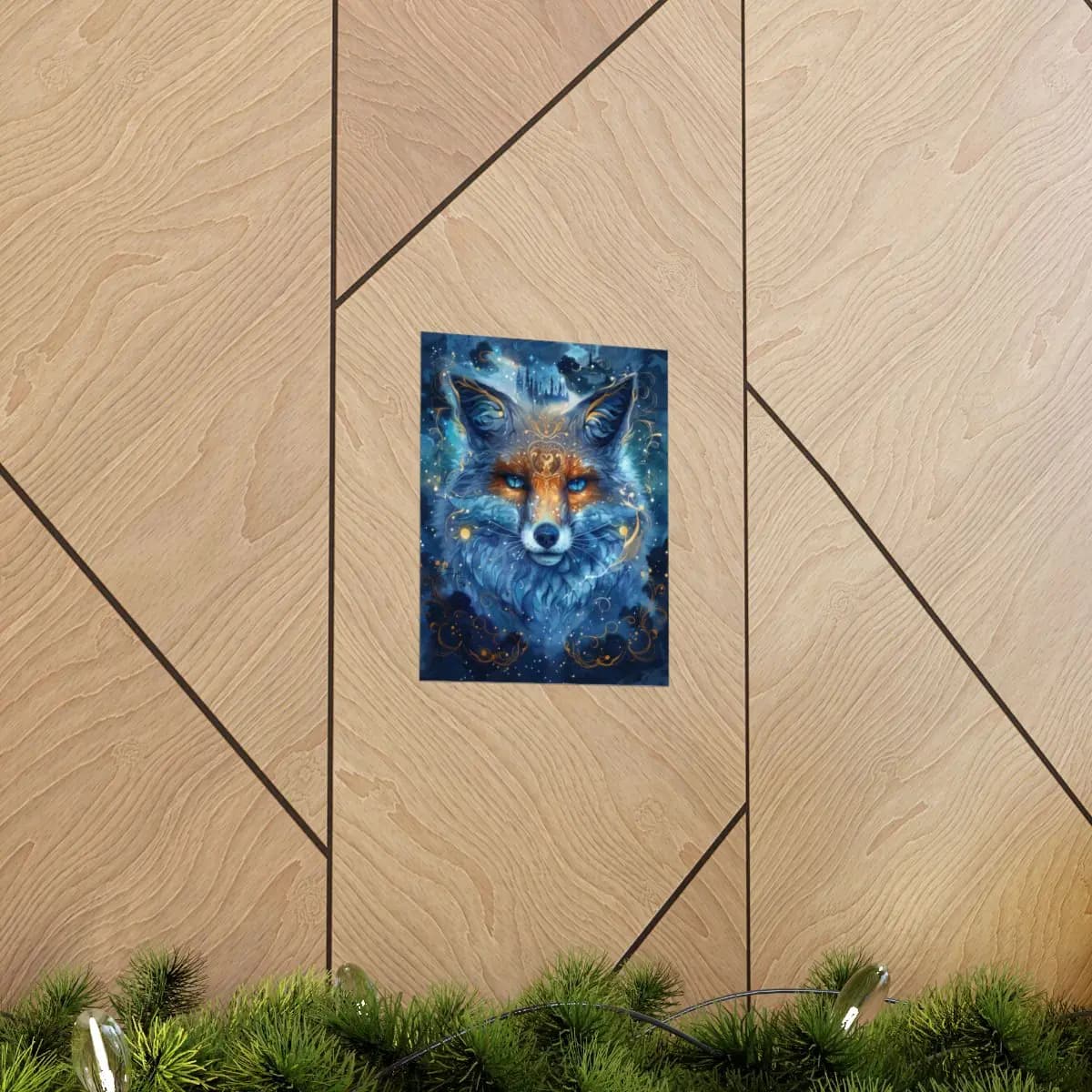 The Mystic Fox with Sapphire Eyes - Matte Vertical Posters mockup angle 5