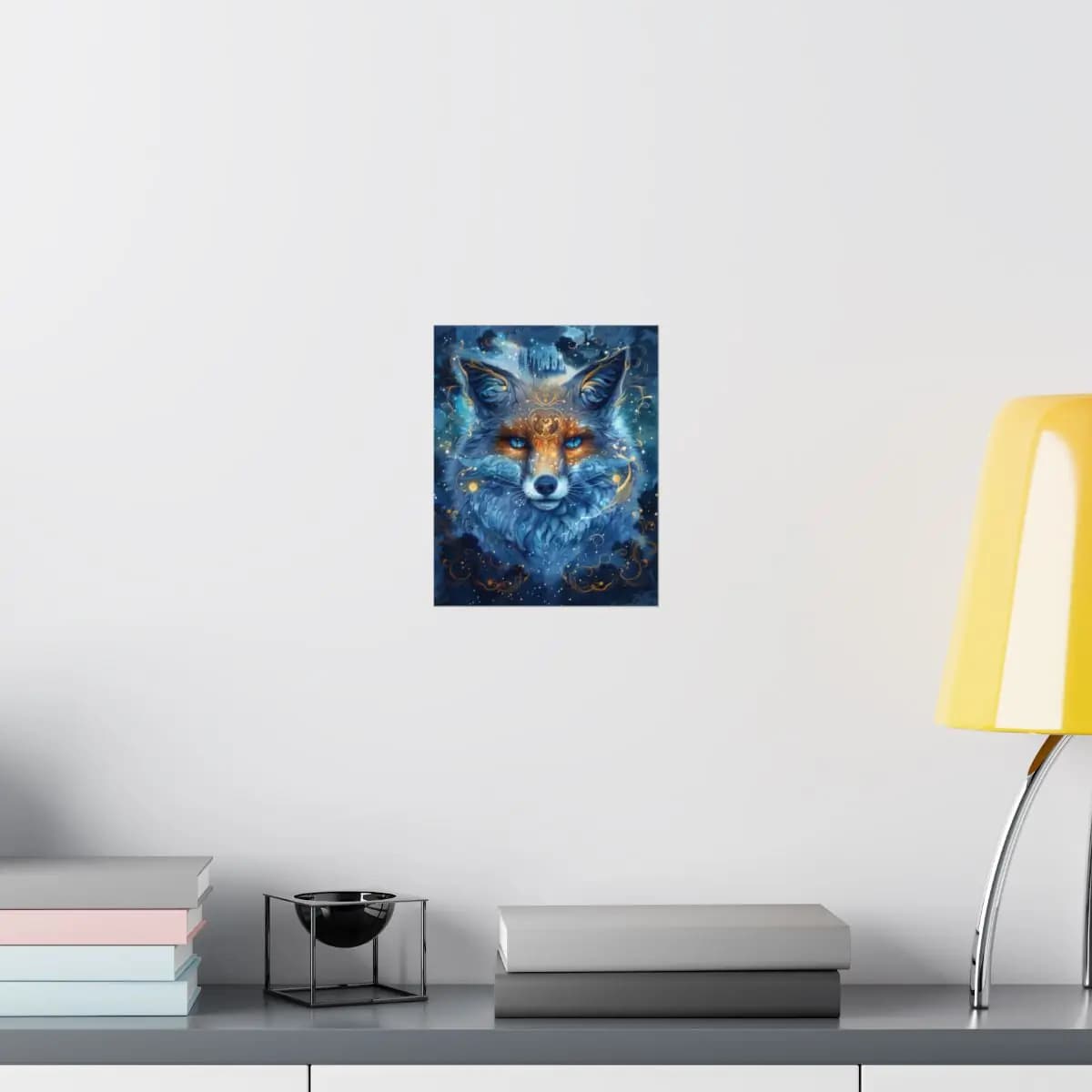The Mystic Fox with Sapphire Eyes - Matte Vertical Posters mockup angle 8