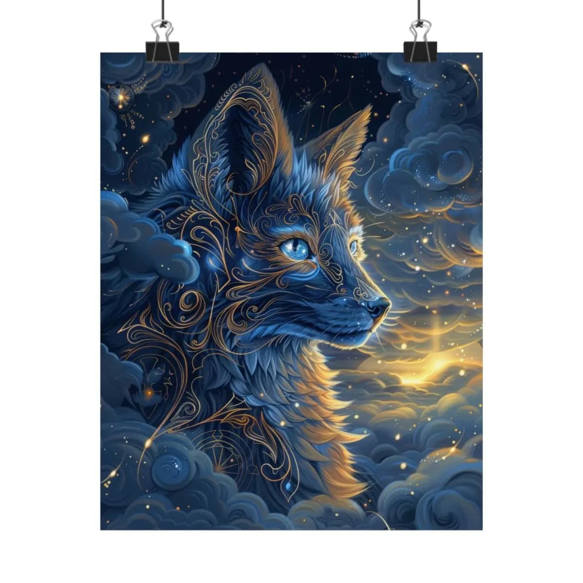 The Celestial Guardian with Sapphire Eyes - Matte Vertical Posters mockup angle 1