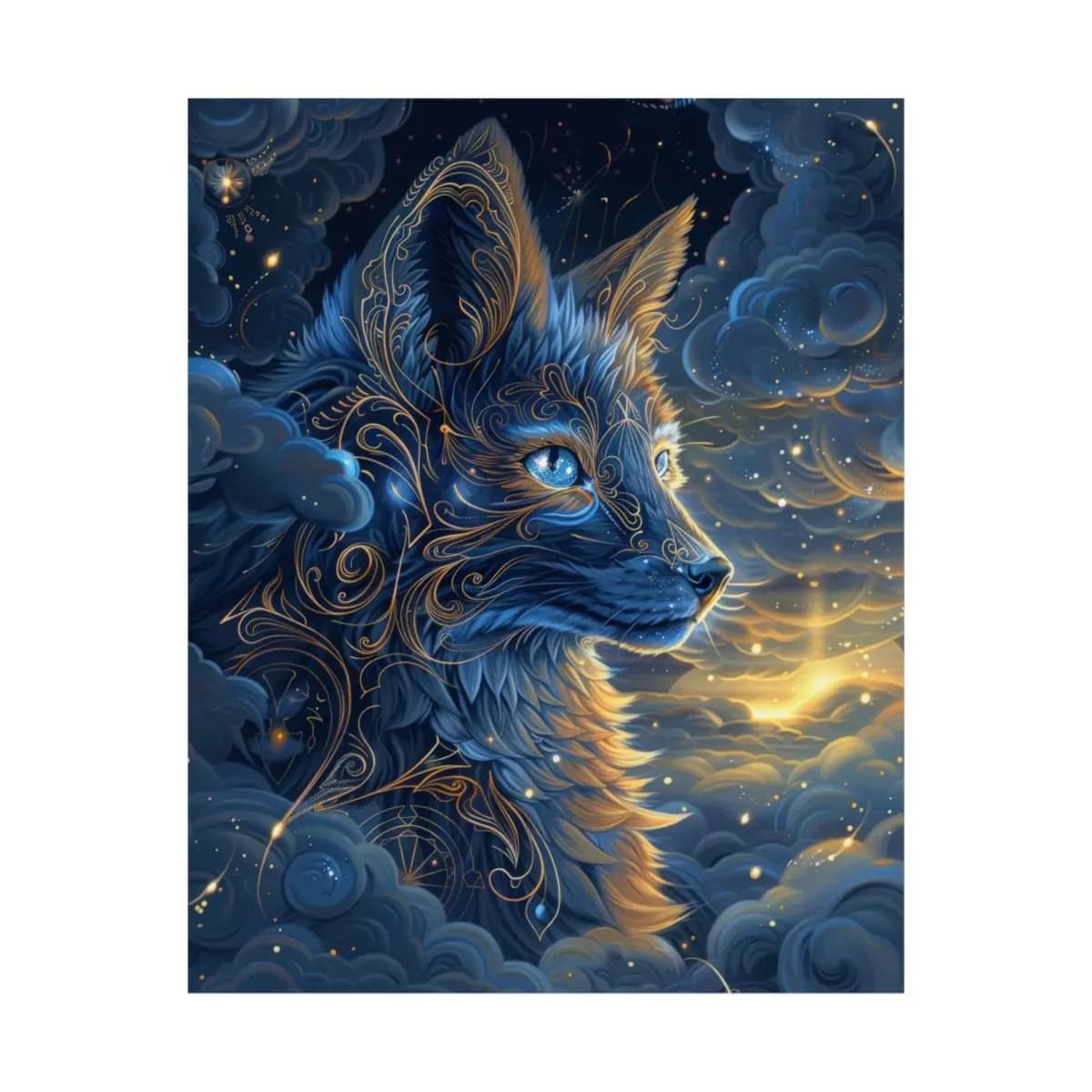 The Celestial Guardian with Sapphire Eyes - Matte Vertical Posters mockup angle 2
