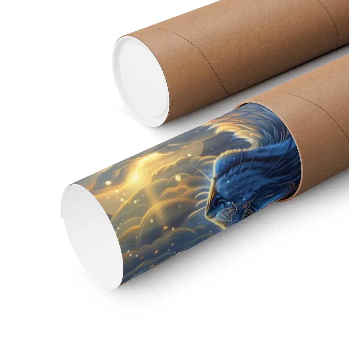 The Celestial Guardian with Sapphire Eyes - Matte Vertical Posters mockup angle 3