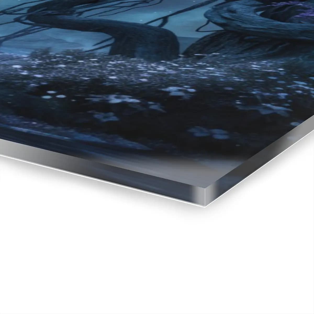 Moonlit Glade with Twisted Trees and Violet Blooms - Acrylic Prints (French Cleat Hanging) mockup angle 3