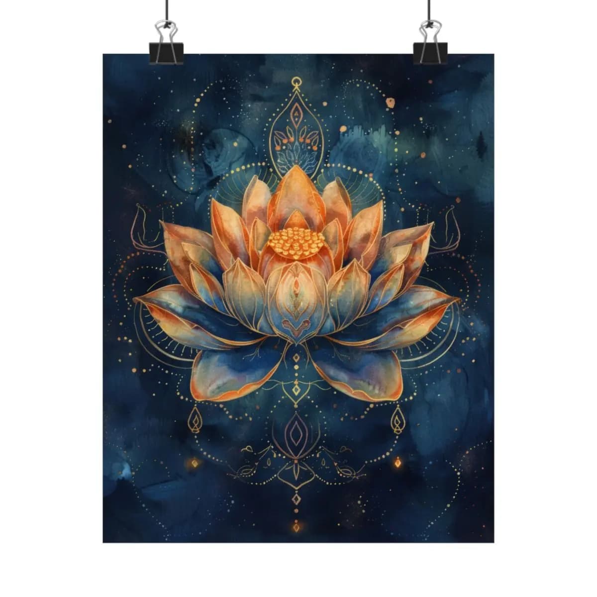 Sacred Blazing Lotus Against a Midnight Ground - Matte Vertical Posters mockup angle 1
