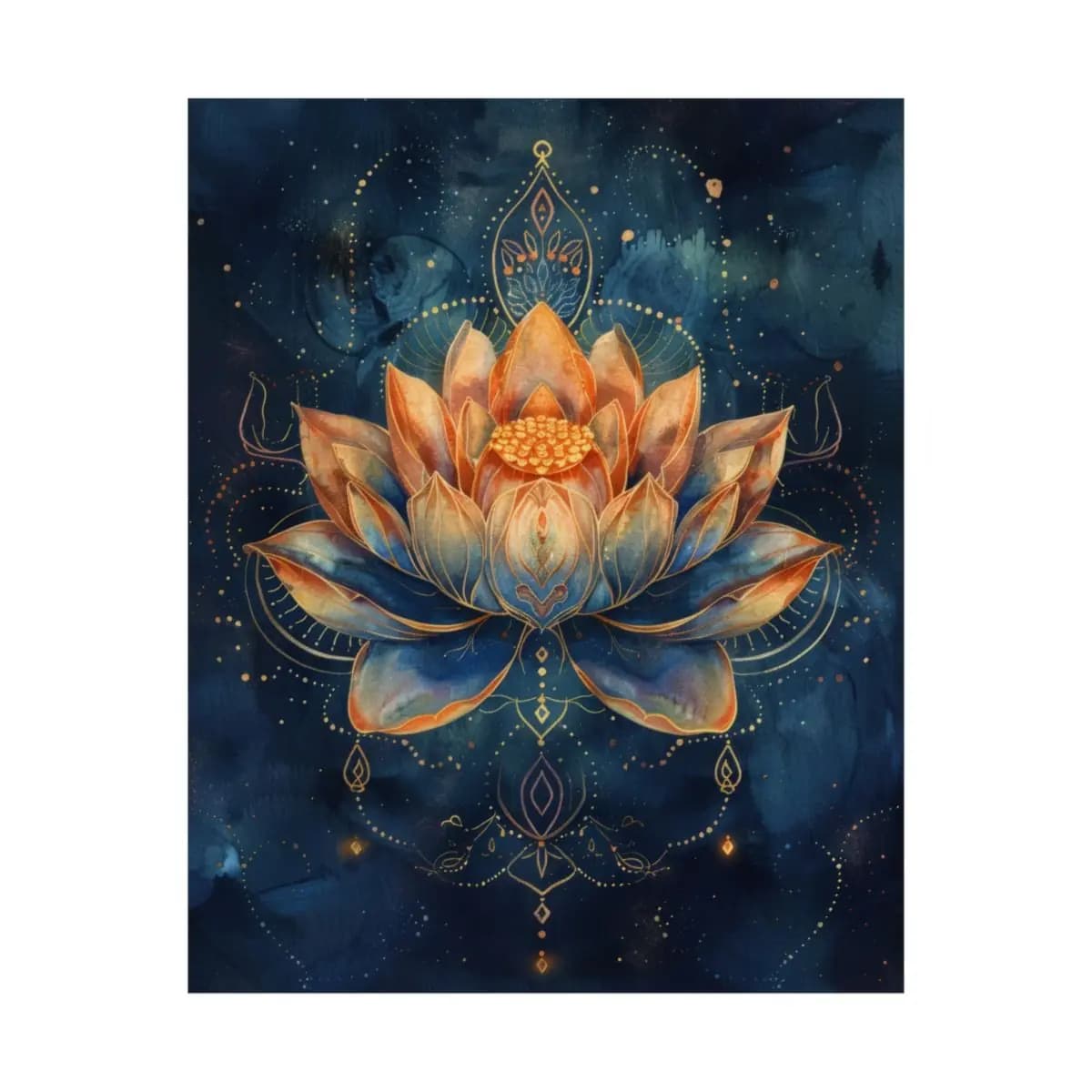 Sacred Blazing Lotus Against a Midnight Ground - Matte Vertical Posters mockup angle 2