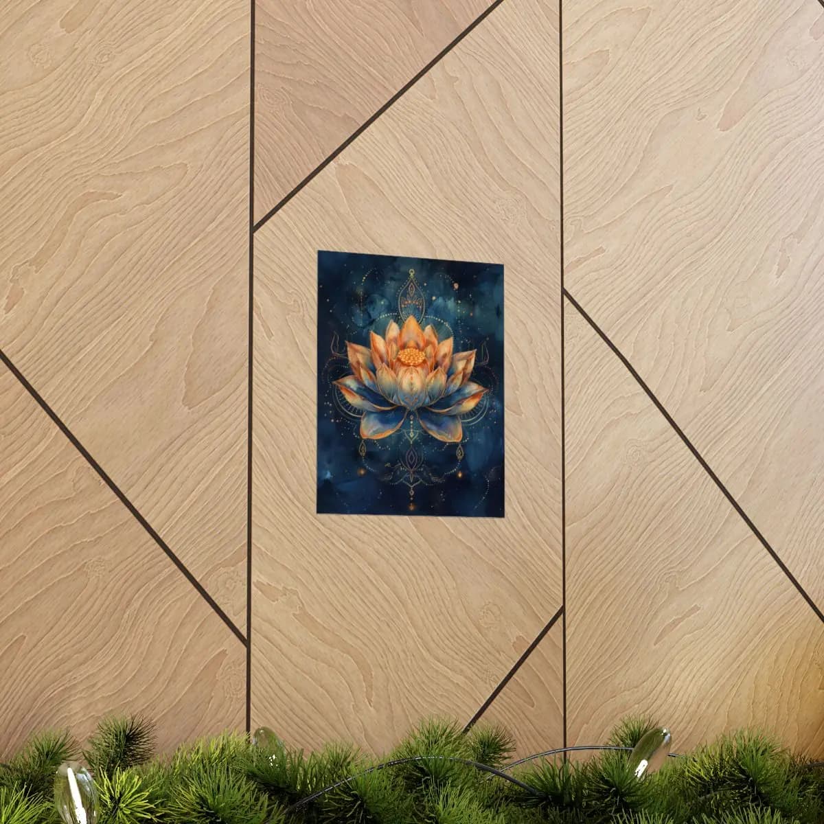 Sacred Blazing Lotus Against a Midnight Ground - Matte Vertical Posters mockup angle 5