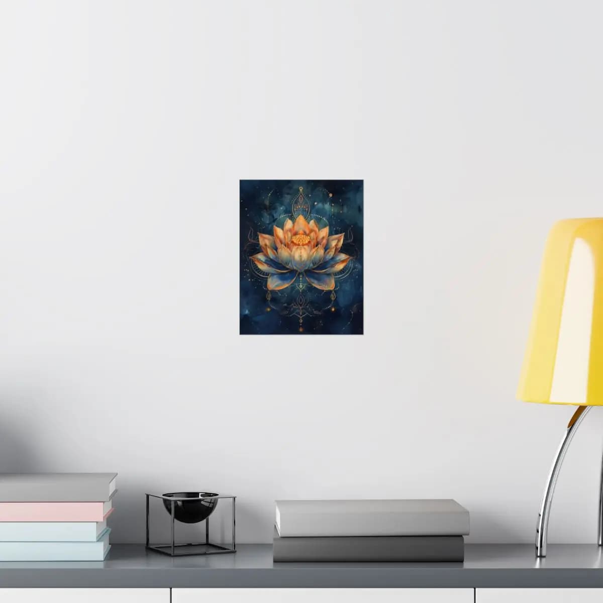 Sacred Blazing Lotus Against a Midnight Ground - Matte Vertical Posters mockup angle 8