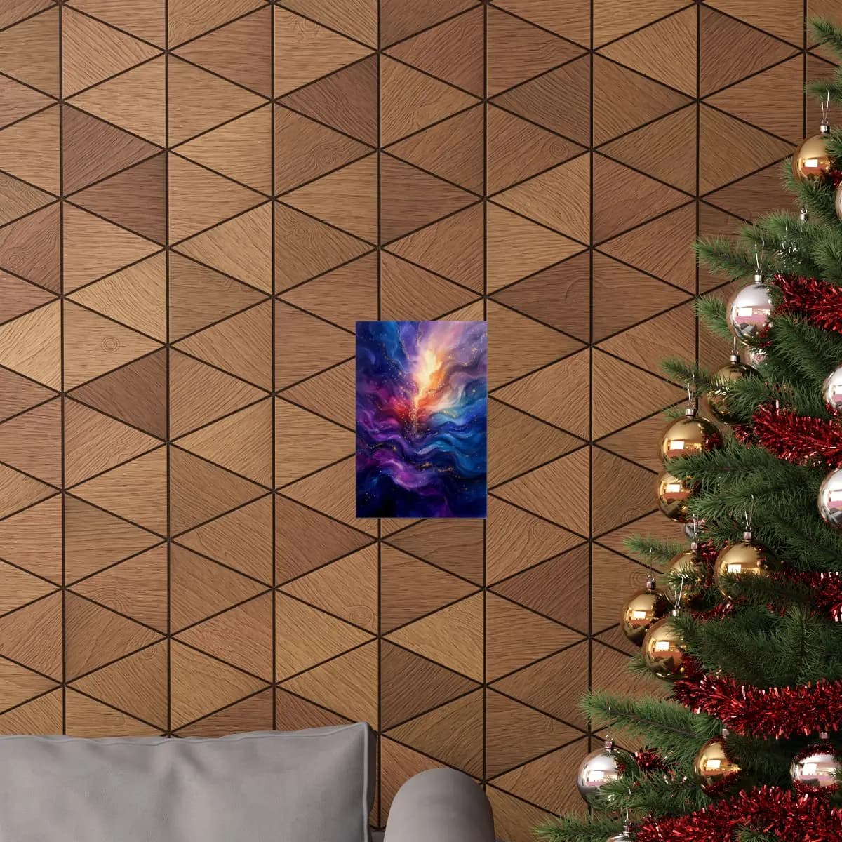 Cosmic Explosion Between Flame and Ocean - Matte Vertical Posters mockup angle 4