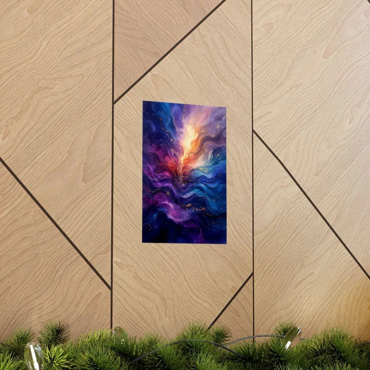 Cosmic Explosion Between Flame and Ocean - Matte Vertical Posters mockup angle 5