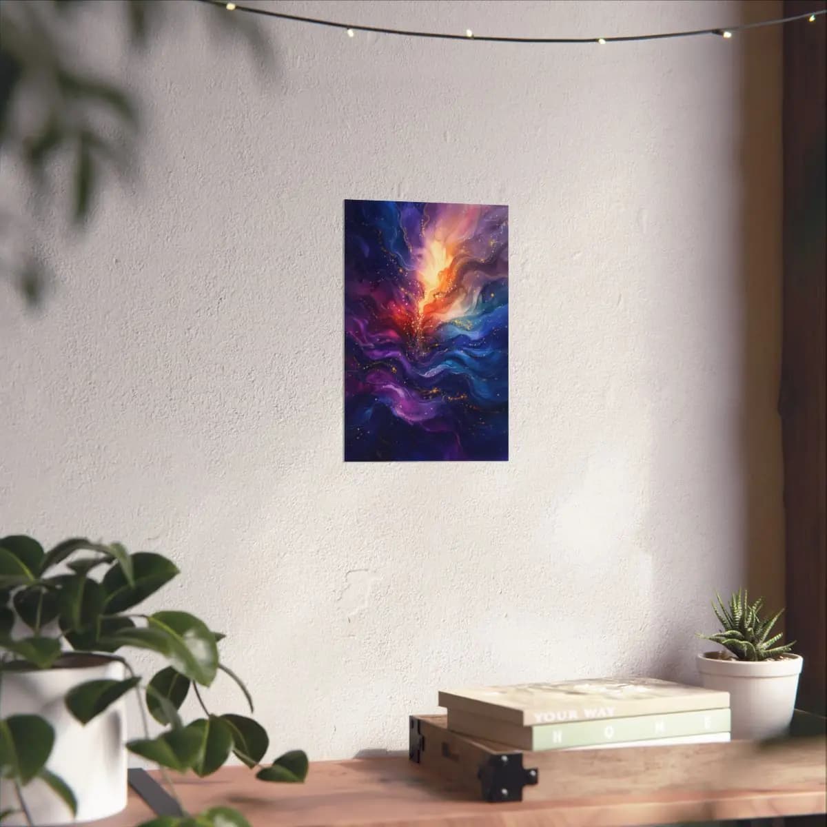 Cosmic Explosion Between Flame and Ocean - Matte Vertical Posters mockup angle 6