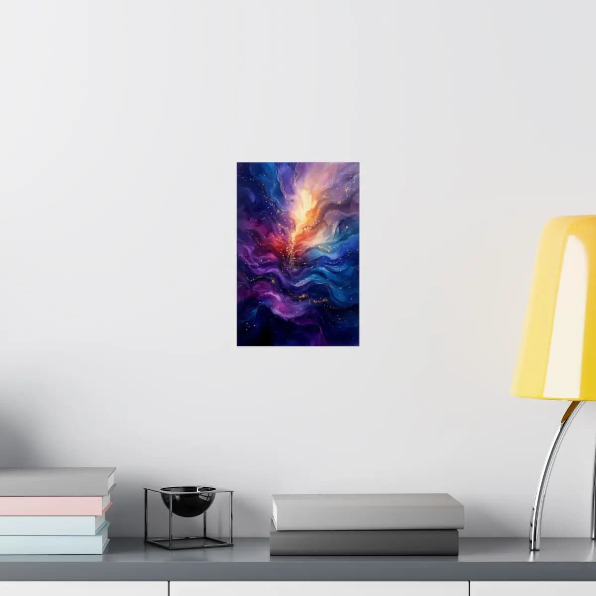 Cosmic Explosion Between Flame and Ocean - Matte Vertical Posters mockup angle 8