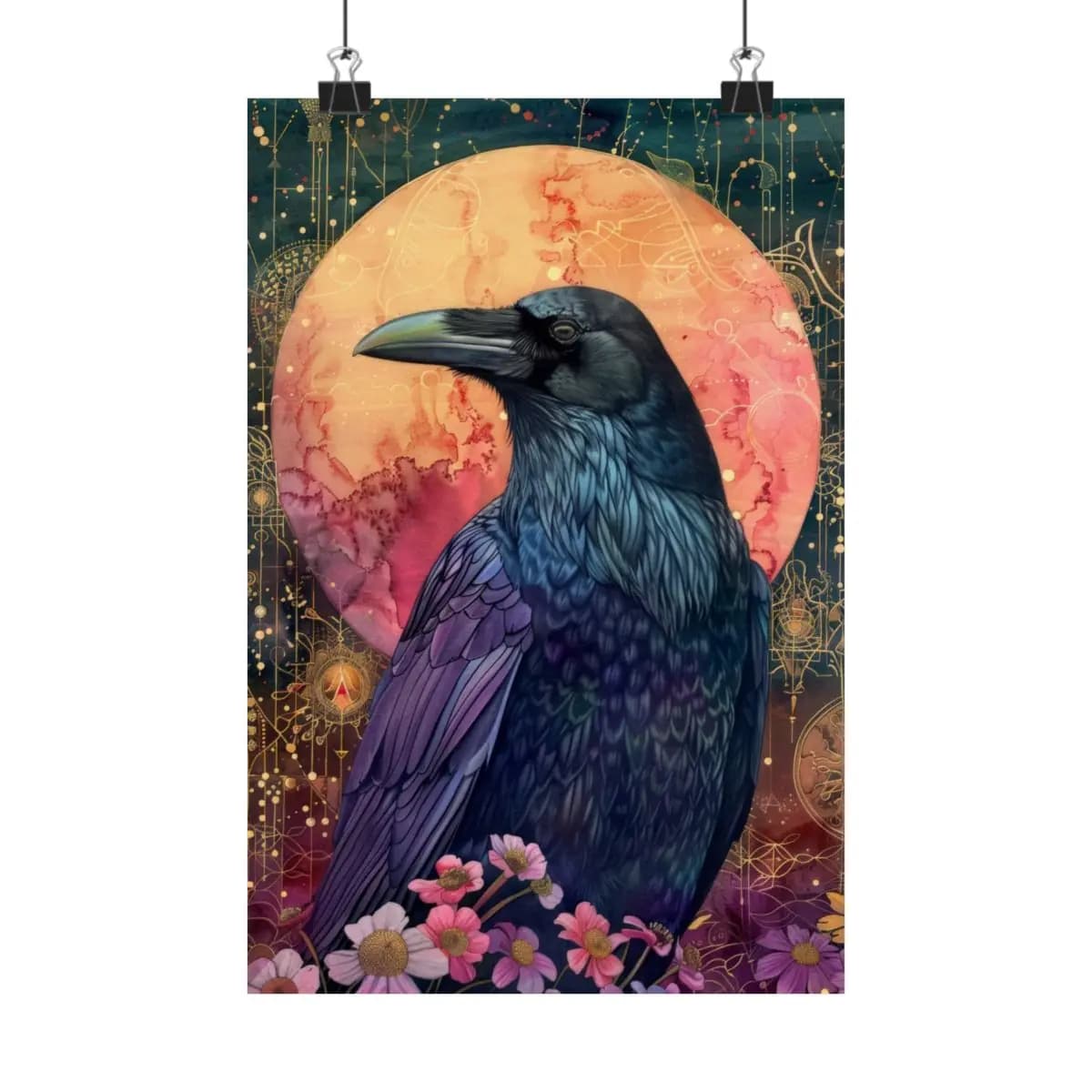 The Raven and the Burning Moon - Matte Vertical Posters mockup angle 1
