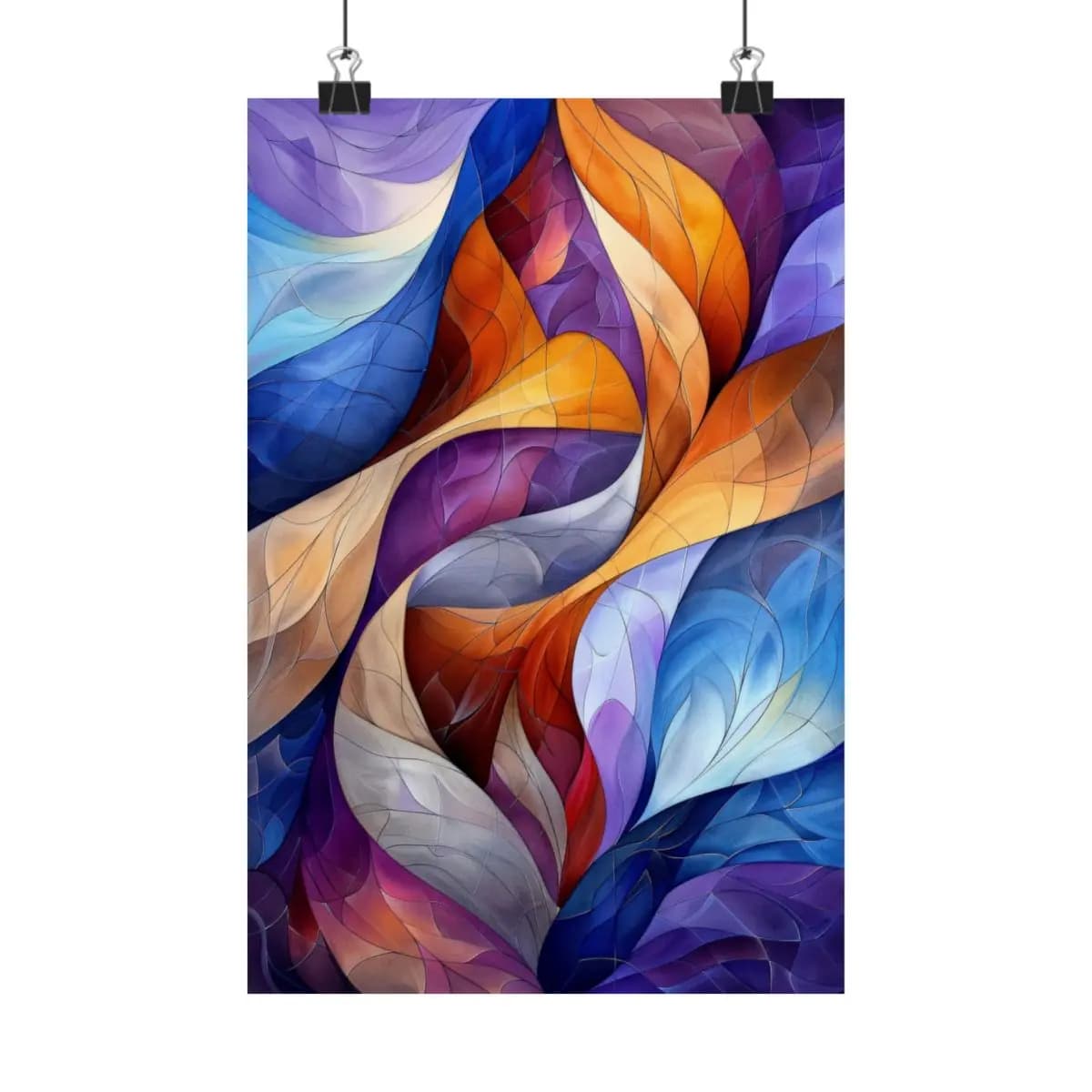 Swirling Organic Forms in Vivid Interplay - Matte Vertical Posters mockup angle 1