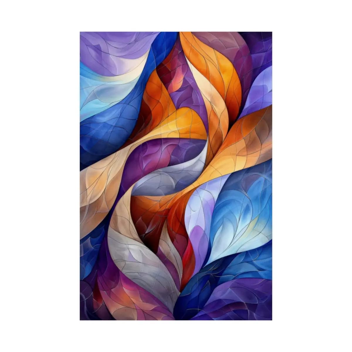 Swirling Organic Forms in Vivid Interplay - Matte Vertical Posters mockup angle 2