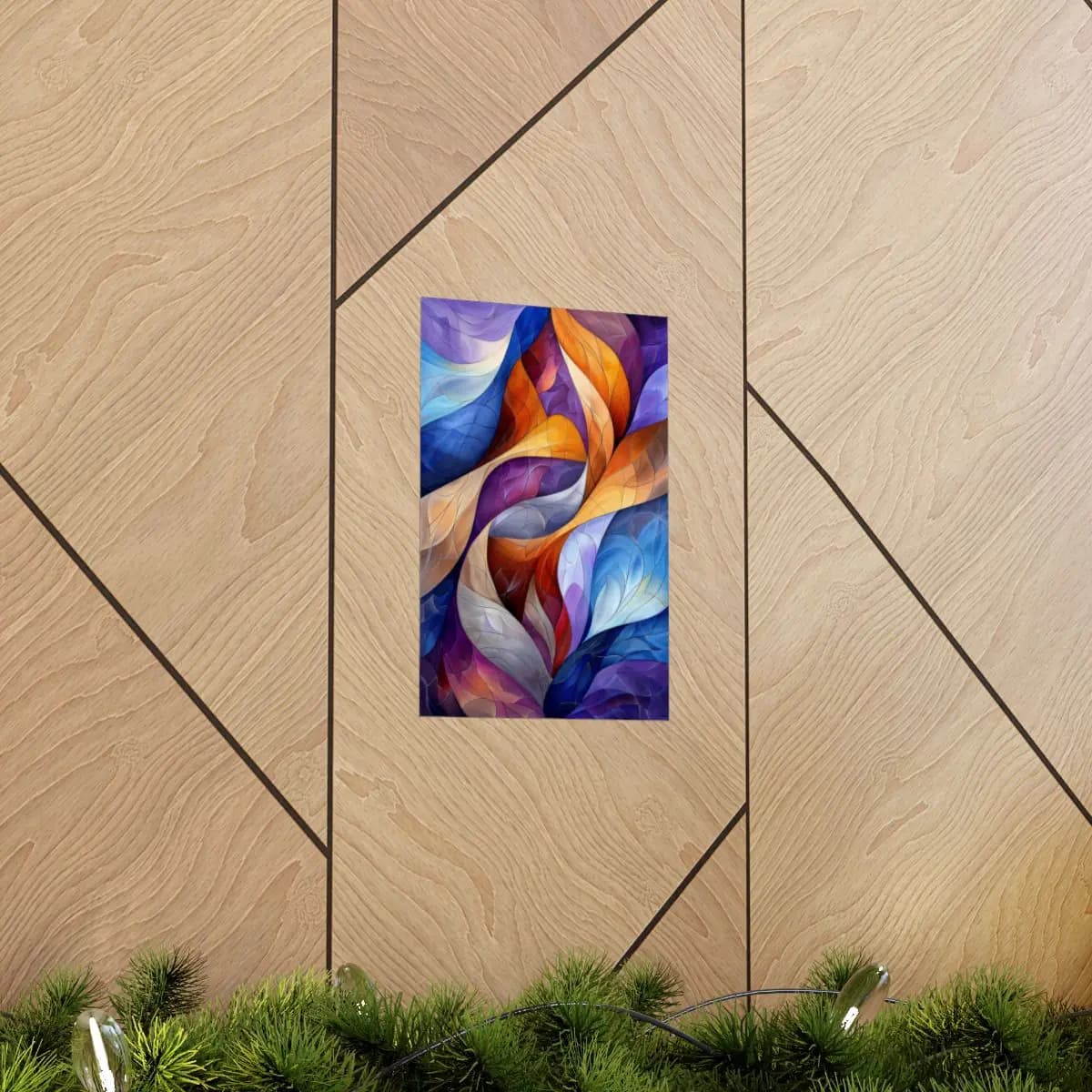 Swirling Organic Forms in Vivid Interplay - Matte Vertical Posters mockup angle 5