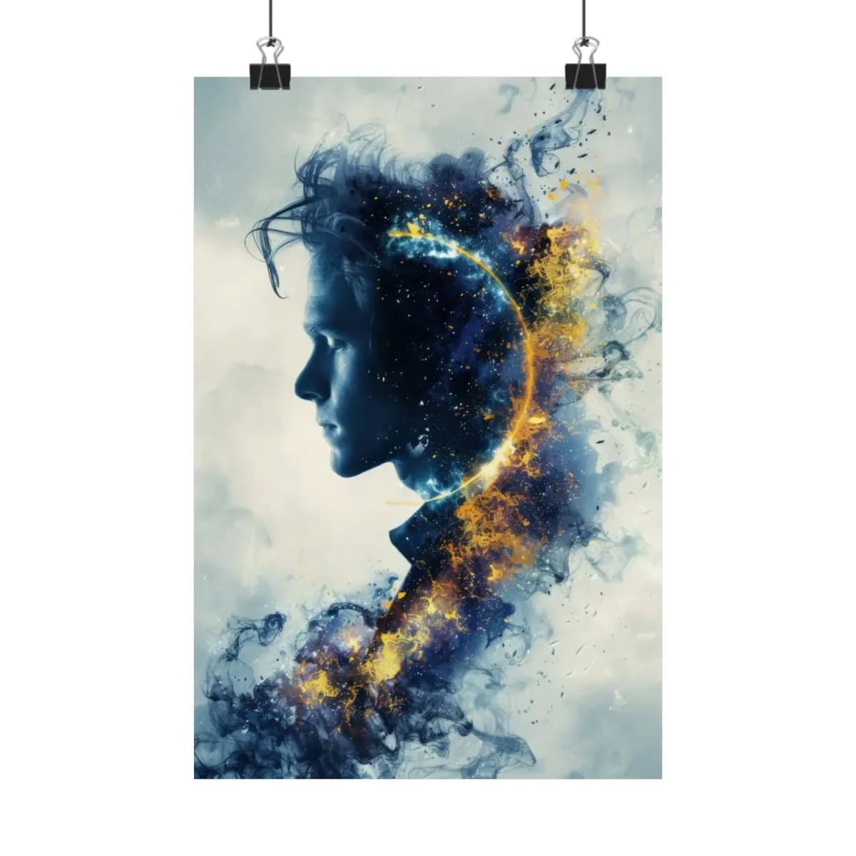 Cosmic Silhouette of a Soul Dissolving - Matte Vertical Posters mockup angle 1