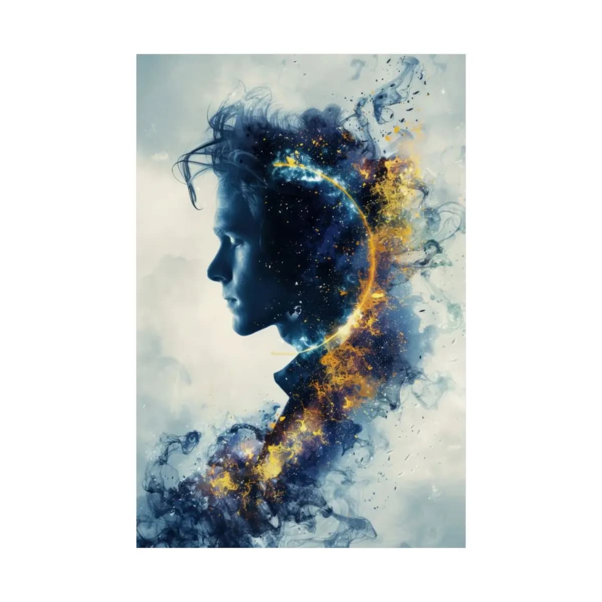 Cosmic Silhouette of a Soul Dissolving - Matte Vertical Posters mockup angle 2