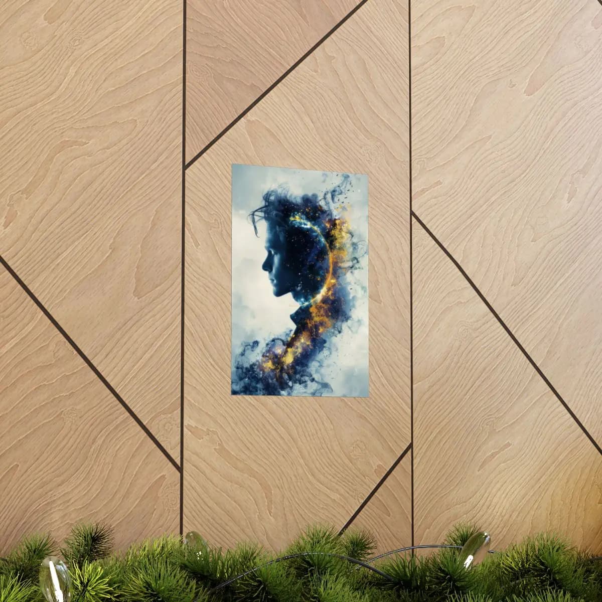 Cosmic Silhouette of a Soul Dissolving - Matte Vertical Posters mockup angle 5