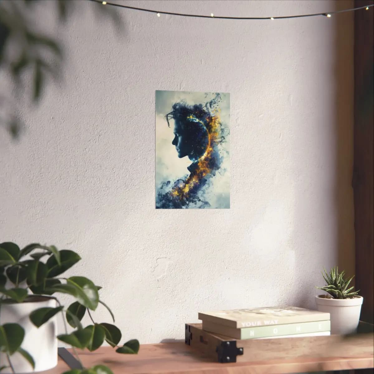 Cosmic Silhouette of a Soul Dissolving - Matte Vertical Posters mockup angle 6