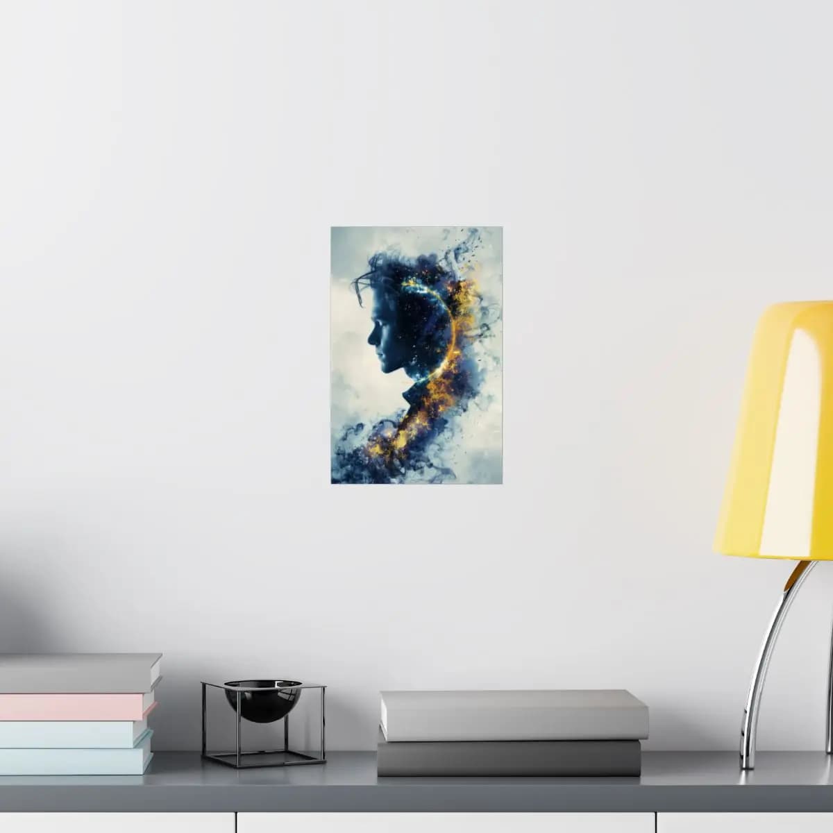 Cosmic Silhouette of a Soul Dissolving - Matte Vertical Posters mockup angle 8