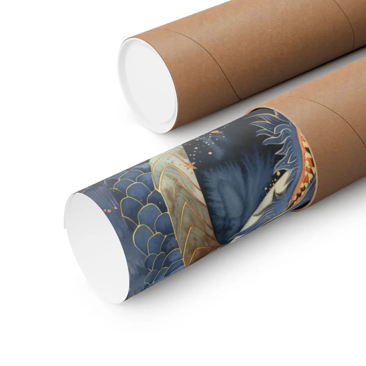 Blue Celestial Dragon Beneath the Full Moon - Matte Vertical Posters mockup angle 3